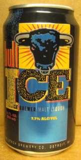 BULL ICE MALT LIQUOR Beer CAN Stroh MICHIGAN 1/1+, 7.7%  