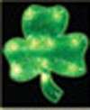 ST. PATTYS DAY LIGHTED SHIMMERING SHAMROCK WINDOW DECORATION IS LIT 