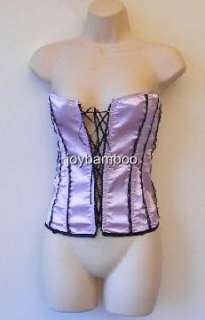   & Eye Lace up Burlesque Satin Corsets Bustiers with G Strings  