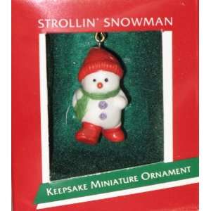   Miniature Ornament   Strollin Snowman 1989 QXM5742 