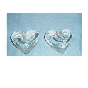  Pair Crystal Heart Candleholders 