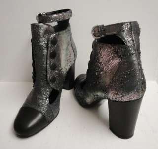  Metallic Leather Cut Out Booties Boots Shoes 37.5/38.5/40/40.5  