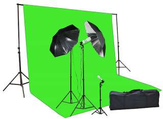   also included is one 10 x 20 Chromakey Green muslin backdrop screen