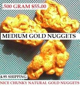 NATURAL SOLID GOLD NUGGETS DREDGE BULLION .500 GRAM  