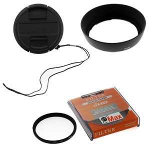  Filter+ Snap On Lens Cap with Strap+Canon EW 60C Lens Hood for Canon 