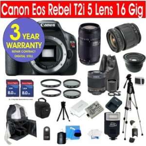  Canon EOS T2i 18 MP Digital SLR Camera with 5 Lens Deluxe 