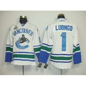  Luongo #1 NHL Vancouver Canucks White/blue Hockey Jersey 