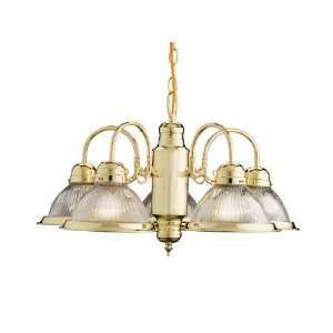   Cape May 5 Light Single Tier Chandelier in Polished Brass with Clear