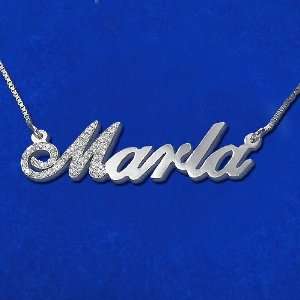  Diamond Capitalized Letter 14k White Gold Name Necklace 