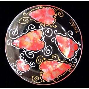 Hearts of Fire Design   Hand Painted   Dinner/Display Plate   10 inch 