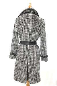 Rare! NEW AUTH French Cacharel Houndstooth Belted Wool Jacket Coat 