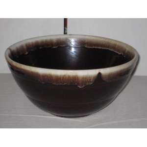   Pottery Large Mirror Brown Drip Mixing Batter Bowl: Everything Else