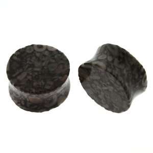  Fossil Insect Jasper Stone Plugs   7/8 (22mm)   Sold as 