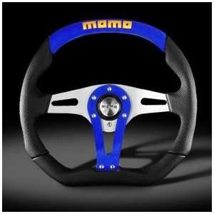  Momo Trek Blue Suede & Black Leather Steering Wheel 
