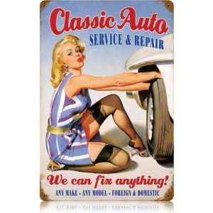 Classic Auto Service Repair Pin Up Sign 