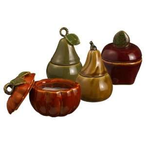   Pear Apple Pumpkin Vanilla Scented Filled Candle Pots: Home & Kitchen
