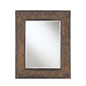  Wall Mirror with Crafted Leaves Frame in Bronze Finish 