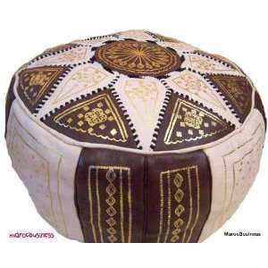  Moroccan Leather Pouf Brown & Beige Color: Home & Kitchen