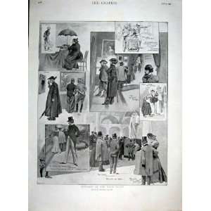    Sketches At The Paris Salon Old Print 1898 France: Home & Kitchen