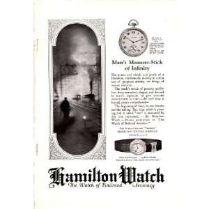  1923 Ad Hamilton Watch Mans Measure Stick of Infinity 