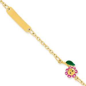  14k Enameled Flower Child ID Bracelet: Jewelry