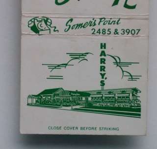 1950s Matchbook Harrys Inn Steaks Somers Point NJ MB  