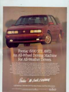 1989 Pontiac 6000 STE AWD Color Ad  
