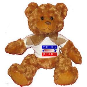  VOTE FOR JUSTICE Plush Teddy Bear with WHITE T Shirt: Toys 