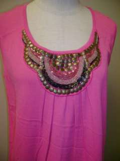 Joseph A Pink Tunic w/ Pleated Neck Sequence M NWT $48  