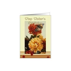 Step Sisters birthday mums and butterfly Card