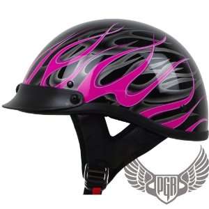   Crusier Style Skull Cap DOT Approved (S, Gloss Pink Fire) Automotive