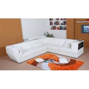  La Cassa Full Leather Sectional Sofa with Shelves   White 