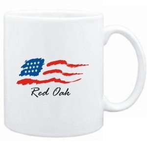  Mug White  Red Oak   US Flag  Usa Cities Sports 