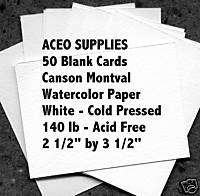 50 ACEO Precut Cards Canson 140 # WC Paper Acid Free  