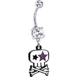  Starry Eyed Skull and Crossbones Belly Ring Jewelry