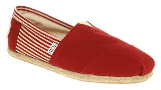 Mens Toms Toms Espadrille Red Canvas Casual Shoes  