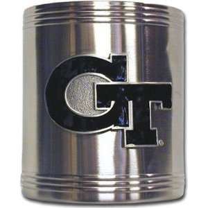  Tech Yellow Jackets GT Logo Stainless Steel & Pewter Can Cooler