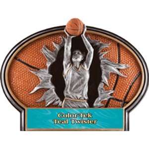 Basketball Burst Out Resin Girls Trophies TEAL COLOR TEK TWISTER PLATE 