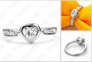   Gold Plated Use Swarovski Crystal Emulation Diamond Heart Wedding Ring
