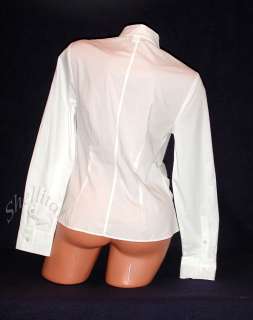 Victorias Secret $38 ZIP FRONT RUFFLE FITTED STRETCH POPLIN Shirt 