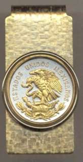   Gold on Silver Mexican 10 centavo “Eagle” Coin Hinged Money Clip