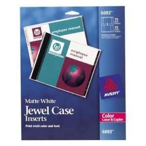  Avery Laser CD/DVD Jewel Case Inserts, Matte White, 15 