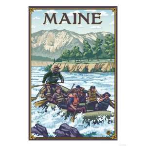  Maine   River Rafting Scene Giclee Poster Print, 24x32 