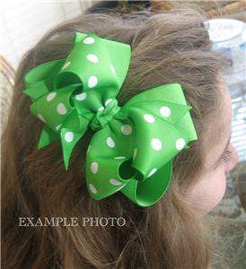 Lime Green Dots Chunky Double Loop Spikey Layered Hairbow
