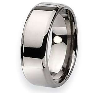   Chisel Beveled Edge Polished Titanium Ring (8.0 mm)   Size 9.0 Chisel