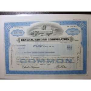  General Motors Corporation Collectable Stock Certificate 