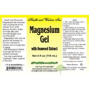  Health and Wisdom Magnesium Gel with Seaweed Extract 4 oz 