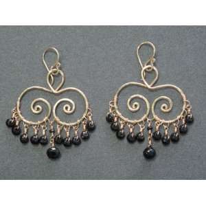   Calico Juno 925 Sterlng Black Spinel Hammered Swirl Earrings Jewelry