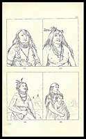 Antique BW George Catlin Print 109 KIOWA Indian  