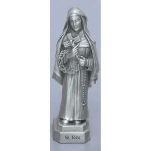  St. Rita   3 1/2 Pewter Statue with Prayer Card (JC 3050 E 
